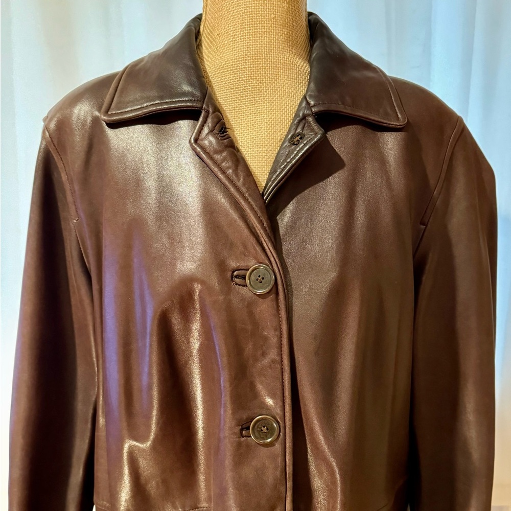 XOE New York soft genuine leather 3/4 jacket with warm lining, size XS